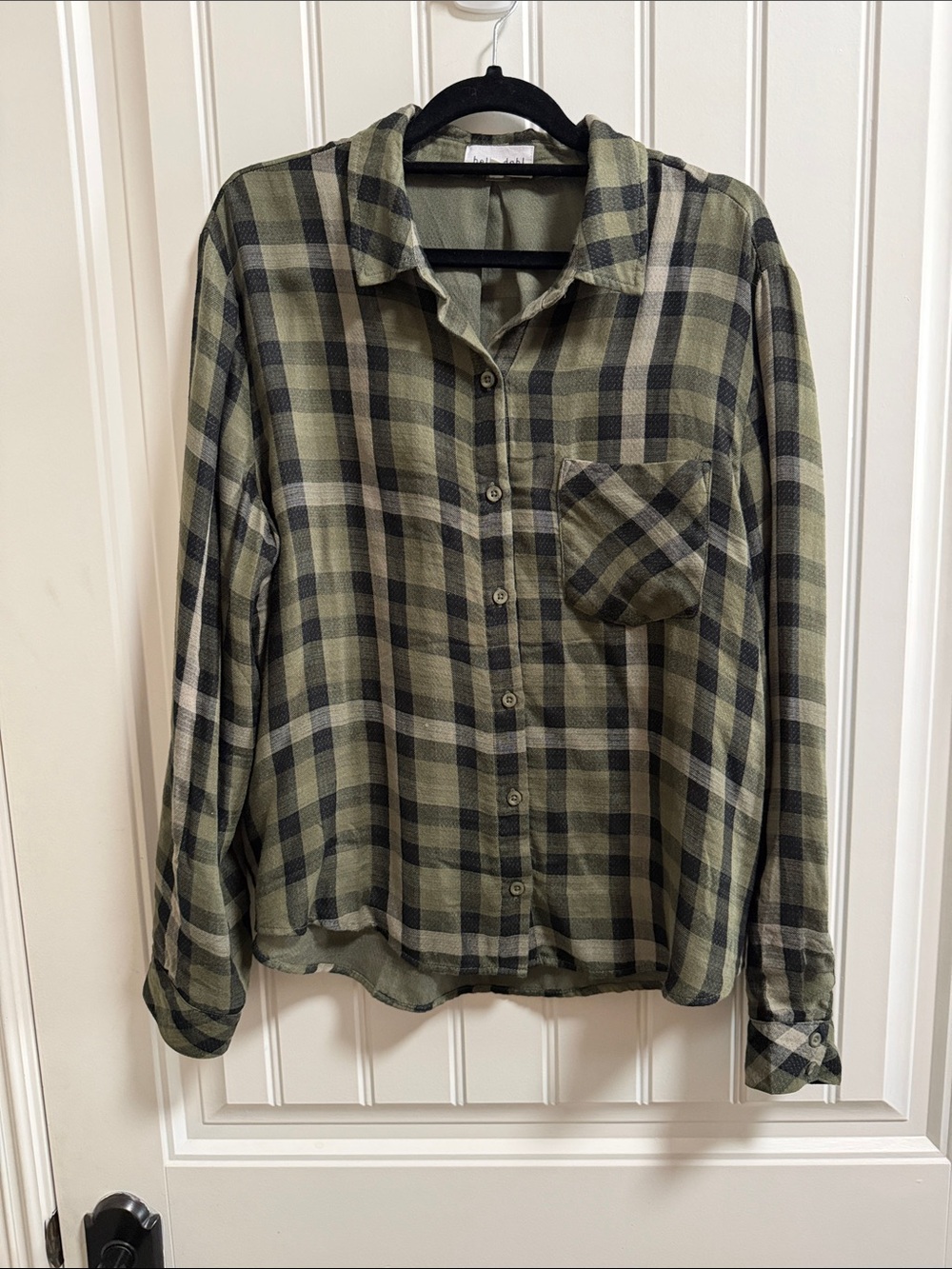 Bella Dahl Olive Plaid Long-Sleeve Button-Down Shirt